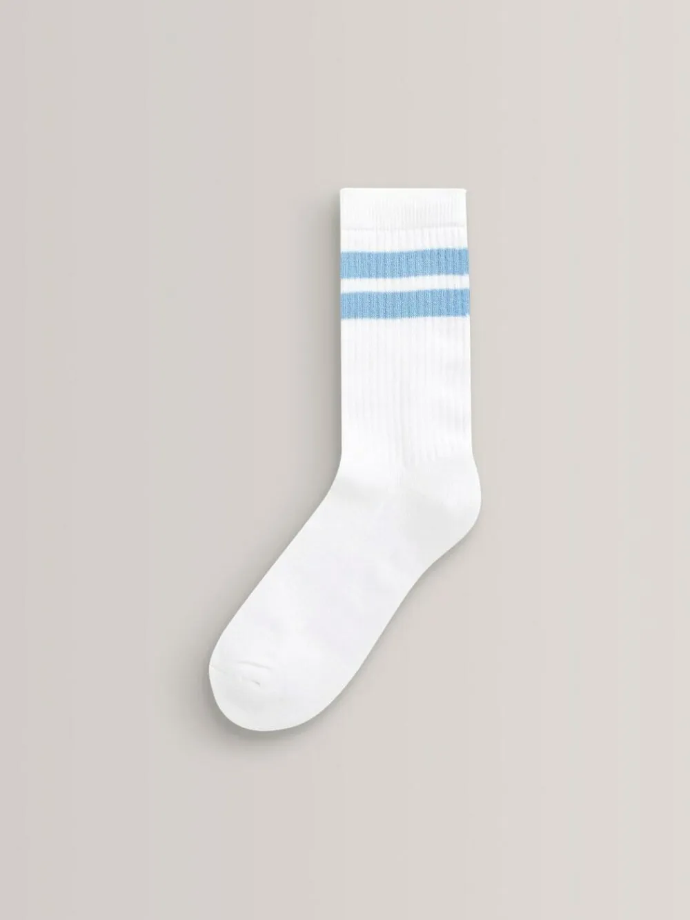 Best Next White/Blue Cushioned Footbed Cotton Rich Ribbed Tipped Socks 5 Pack