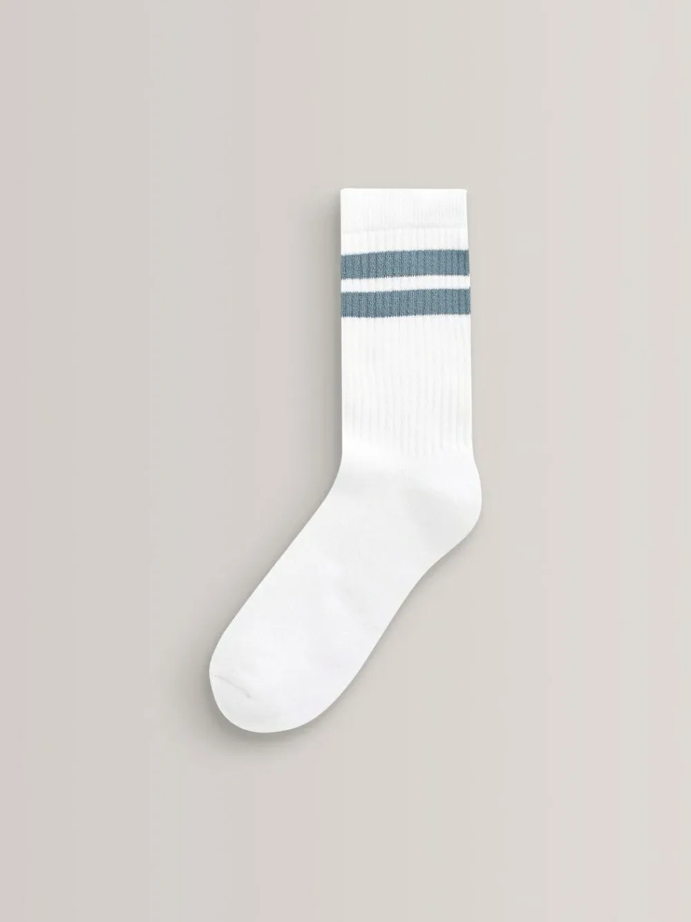 Best Next White/Blue Cushioned Footbed Cotton Rich Ribbed Tipped Socks 5 Pack