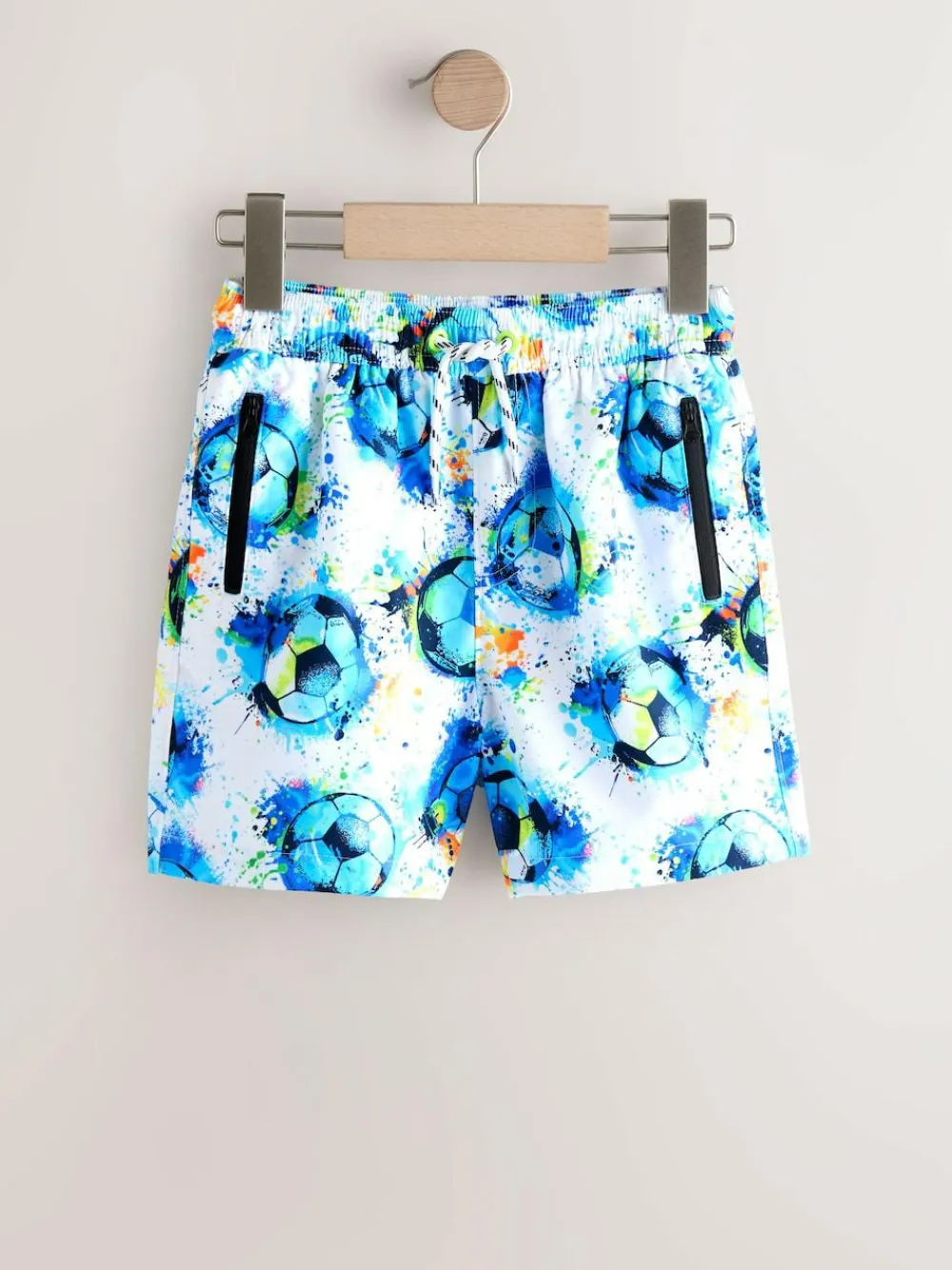 Clearance Next White/Blue Football Printed Swim Shorts (3-16yrs)
