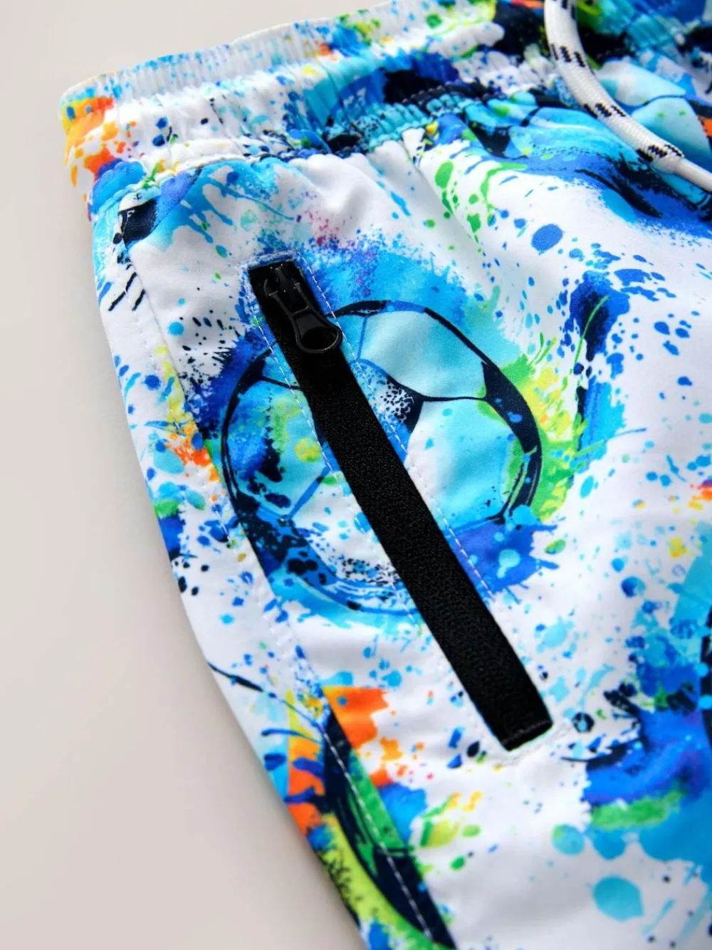 Clearance Next White/Blue Football Printed Swim Shorts (3-16yrs)