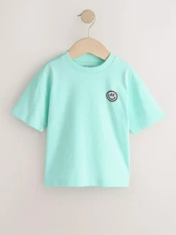 Next Small Short Sleeve Graphic T-Shirts 5 Pack (3mths-7yrs) White/Blue/Green/Black/Purple
