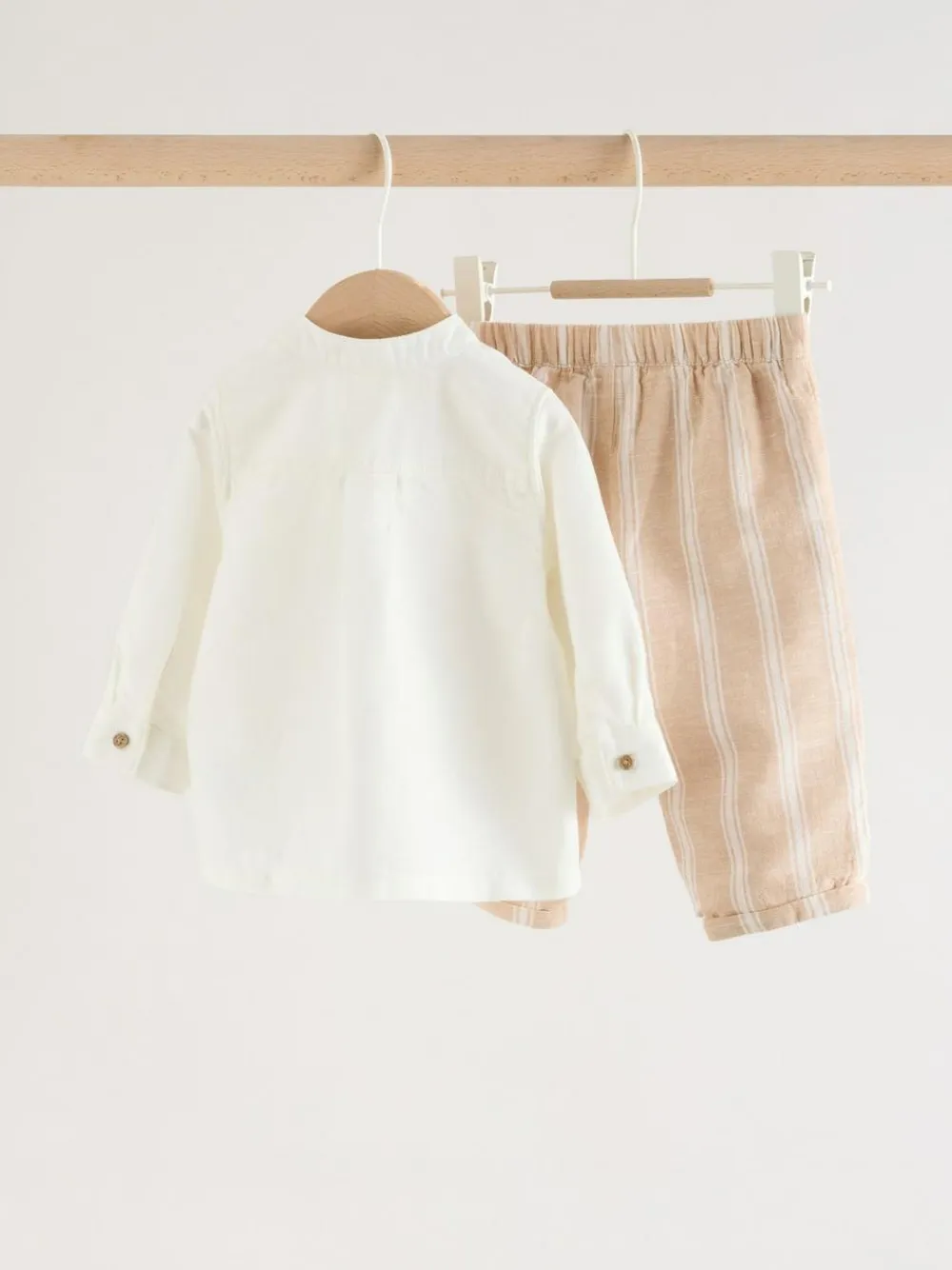 Online Next Shirt and Trousers Baby Set (0mths-3yrs) White/Orange Stripe