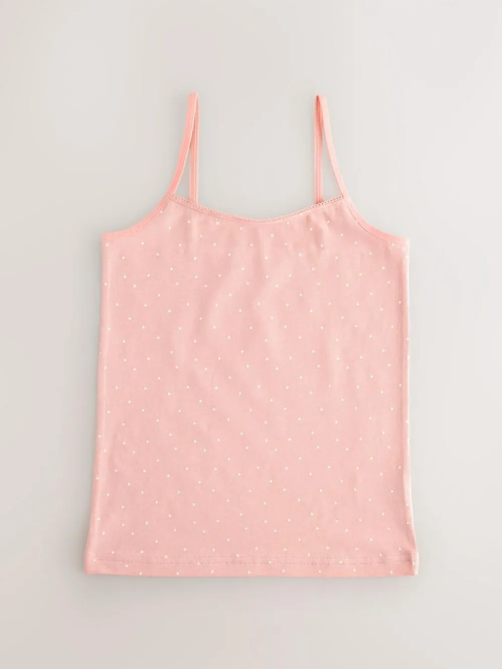 Clearance Next White/Pink Ditsy Printed Strappy Cami Vests 3 Pack (1.5-16yrs)