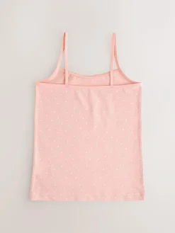 Clearance Next White/Pink Ditsy Printed Strappy Cami Vests 3 Pack (1.5-16yrs)