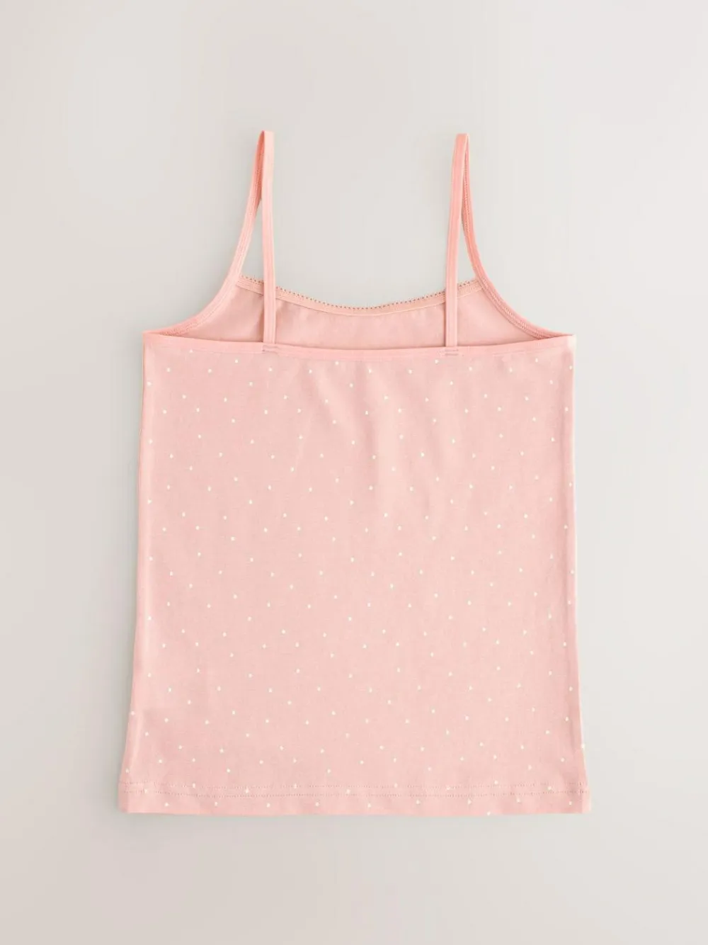 Clearance Next White/Pink Ditsy Printed Strappy Cami Vests 3 Pack (1.5-16yrs)