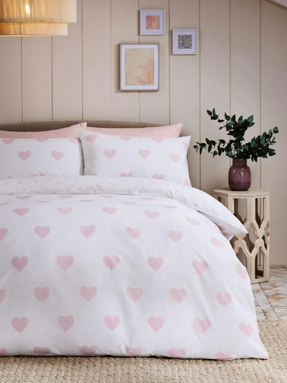 Next Heart Reversible Duvet Cover and Pillowcase Set^ Bedsets & Duvet Covers