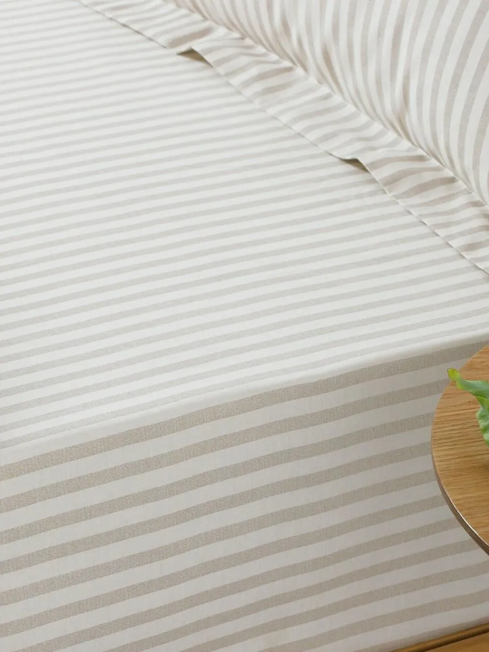 Yard Natural Beige Hebden Narrow Stripe Cotton Fitted Sheet^ Bedsheets & Pillow Cases