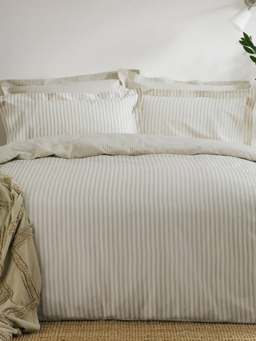 Yard Natural Beige Hebden Narrow Stripe Cotton Fitted Sheet^ Bedsheets & Pillow Cases