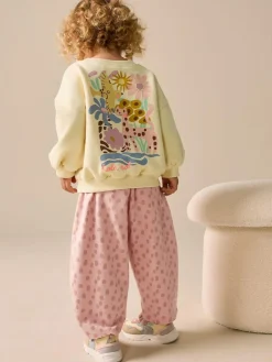 Outlet Next Yellow Animal Print Sweatshirt and Barrel Leg Joggers Set (3mths-7yrs)