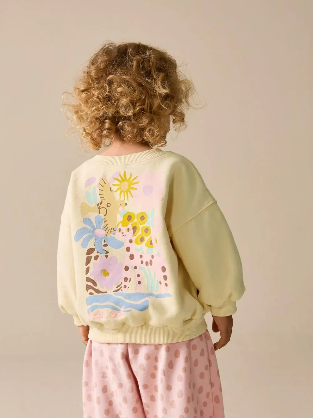 Outlet Next Yellow Animal Print Sweatshirt and Barrel Leg Joggers Set (3mths-7yrs)