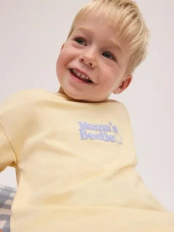 New Next Yellow Mama's Bestie Short Sleeve Small Graphic T-Shirt (3mths-7yrs)