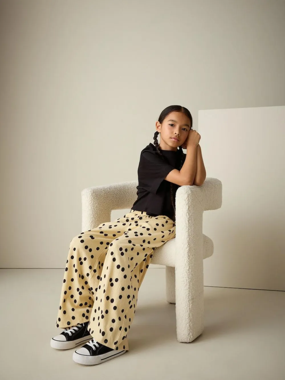 Discount Next Wide Leg Textured Trousers (3-16yrs) Yellow Spot