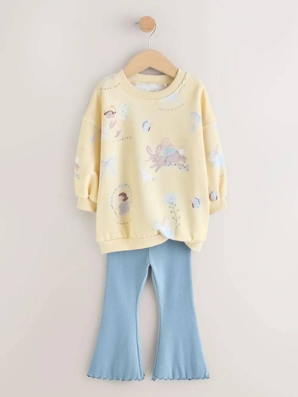 Hot Next Sweatshirt & Flare Leggings Set (3mths-7yrs) Yellow/Blue Fairy