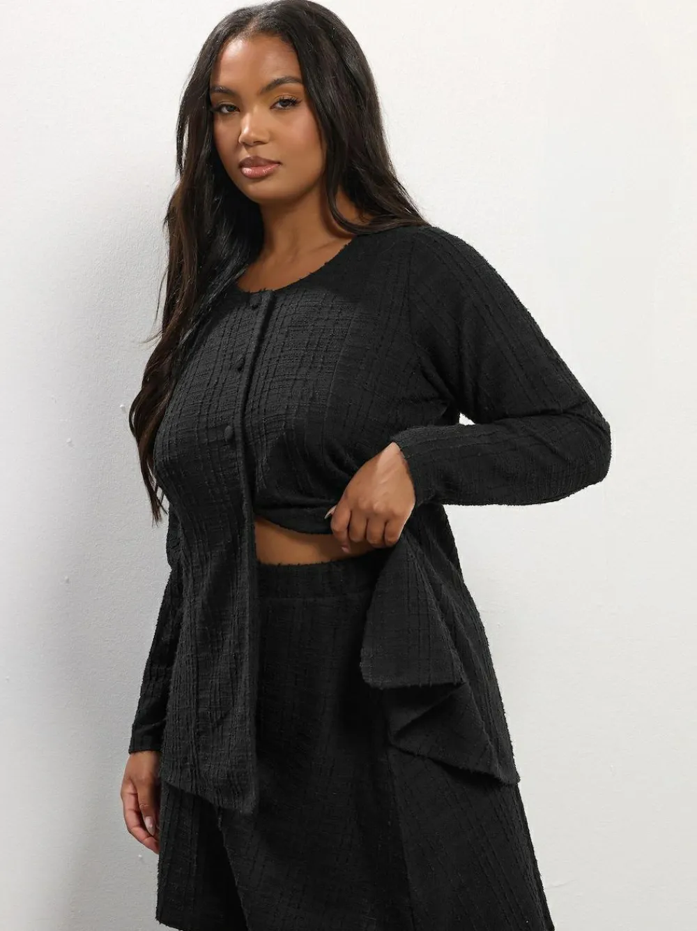 Clearance Yours Curve Black Boucle Mini Skirt