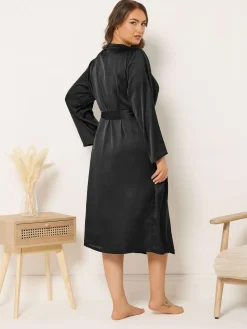 Yours Curve Satin Robe^Women Bathrobes