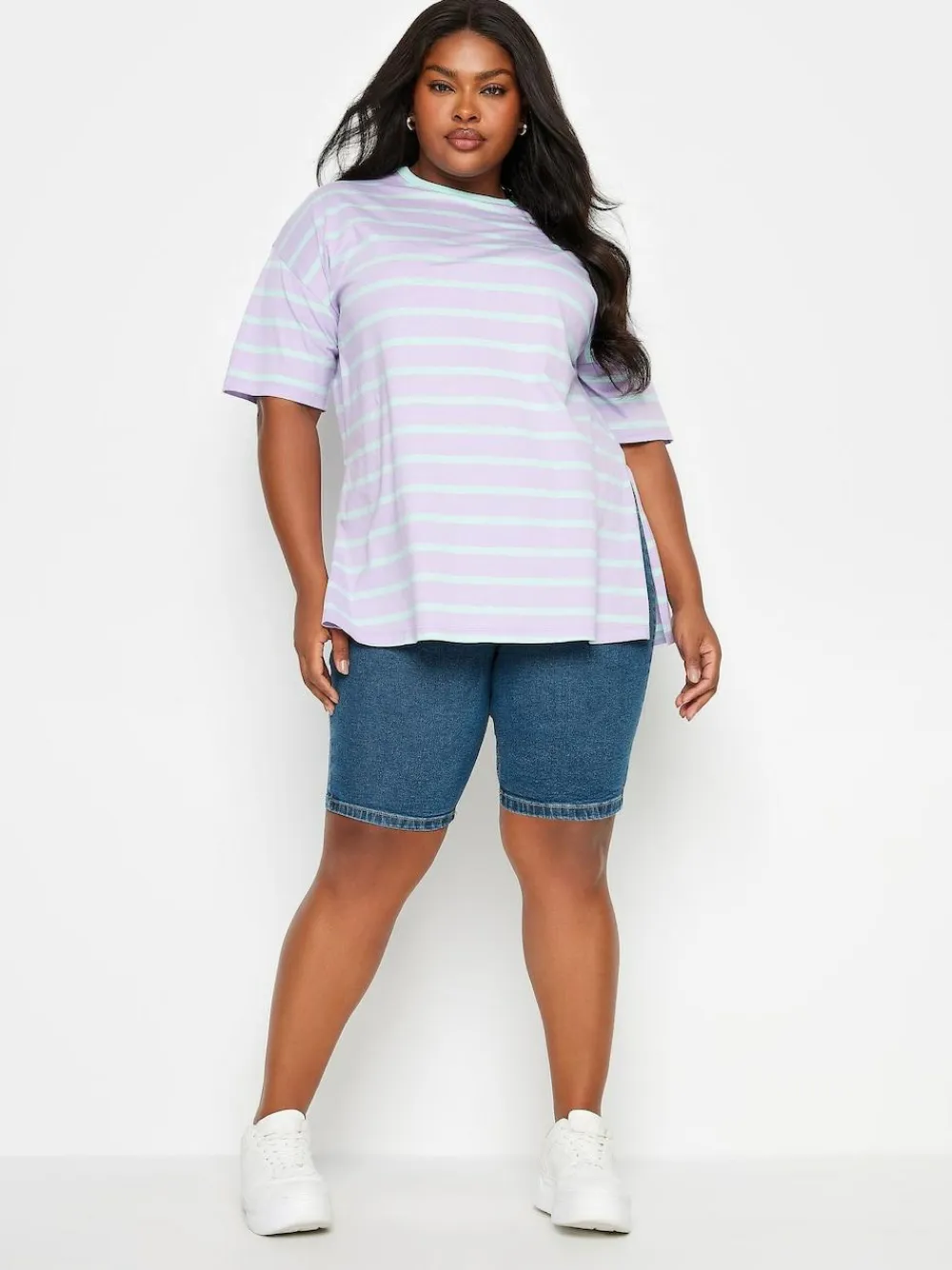 Sale Yours Curve Blue Pull On Stretch Denim Cycling Shorts