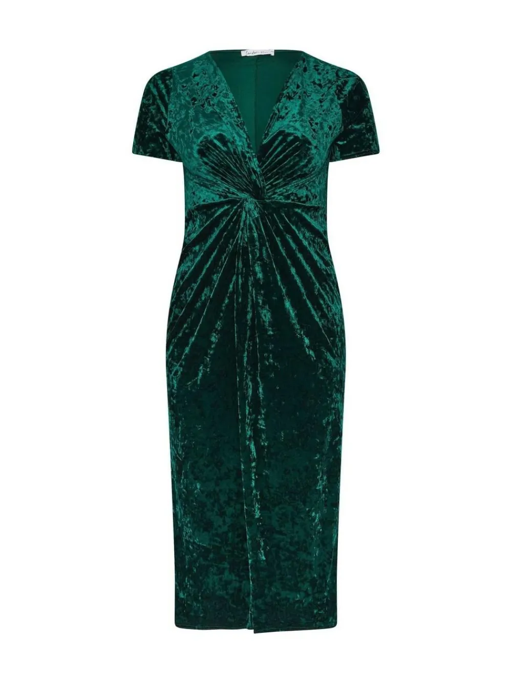 Clearance Yours Curve London Velvet Knot Dress Green